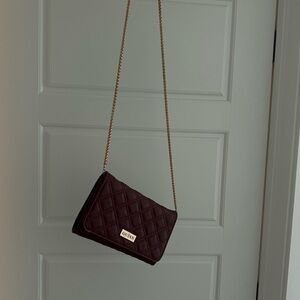 Purple stitched gold chain purse